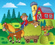 Country Scene with Red Wall Decal Design 4