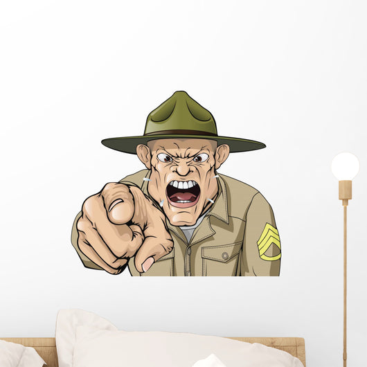 Cartoon Angry Army Drill Wall Decal