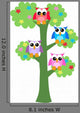 Four Colorful Owls Sitting Wall Decal