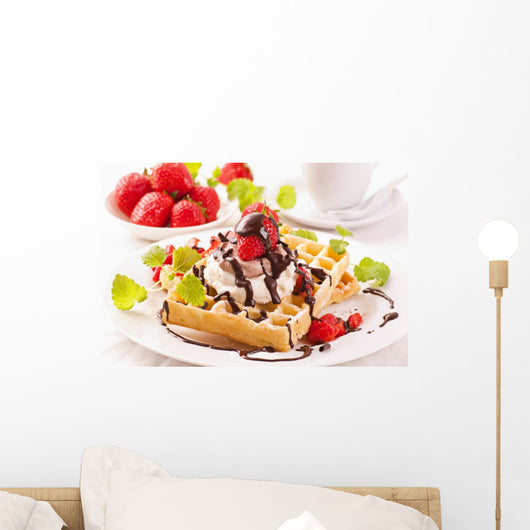 Waffles with Strawberries Wall Decal