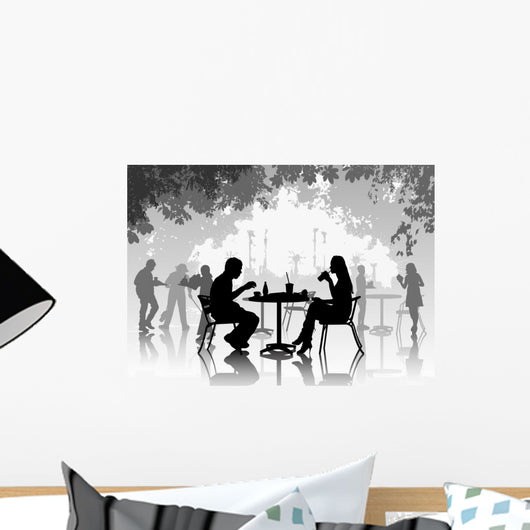 Street Cafe with Resting Wall Decal