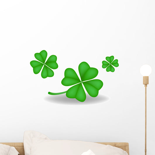 Group of Four-Leaf Clover Shamrocks Illustration Wall Decal