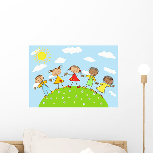 Group Happy Children Wall Decal Design 1
