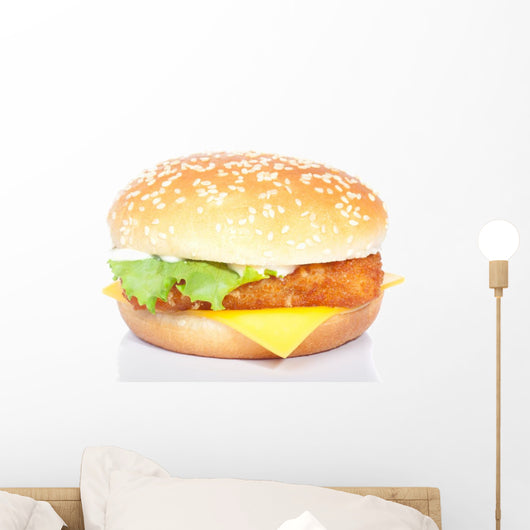 Fish Burger White Wall Decal