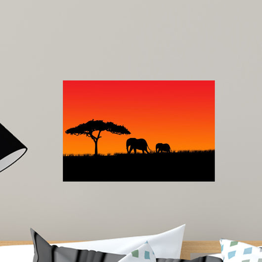 Elephant Red Wall Decal