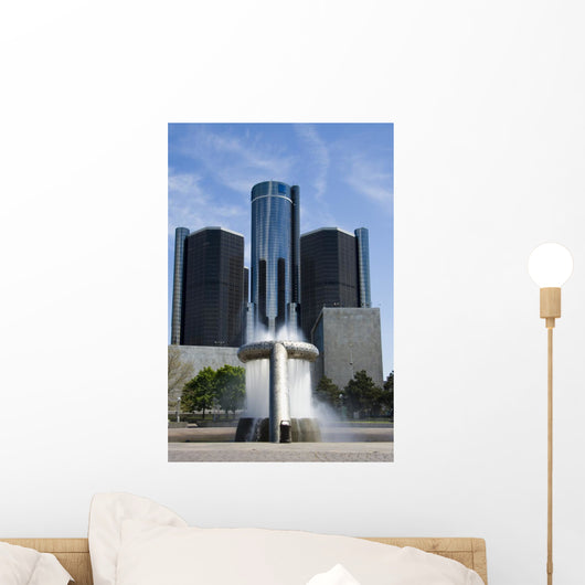Renaissance Center and Fountain Wall Decal