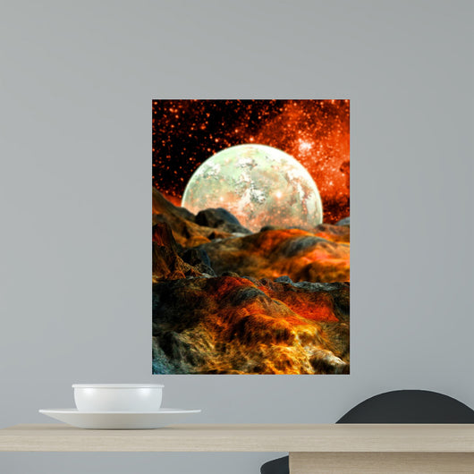 Alien Planet and Moon Wall Decal