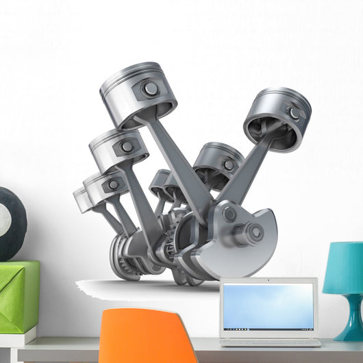 V8 Engine Pistons Wall Decal