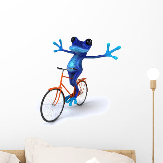 Bicycling Blue Frog Wall Decal