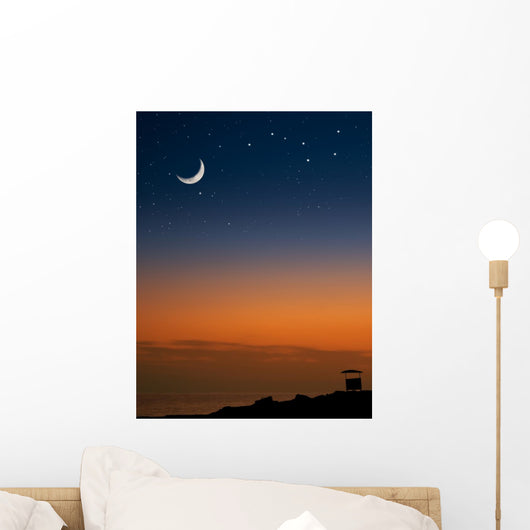 Moon and Stars Beach Wall Decal