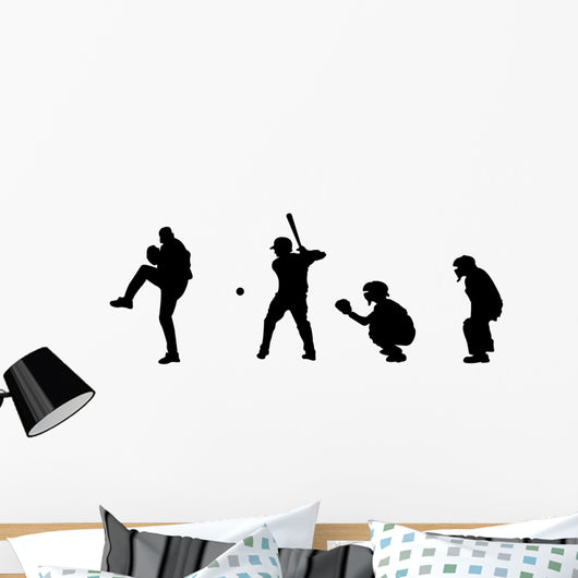 Baseball Silhouettes Wall Decal Sticker Set Wall Decal