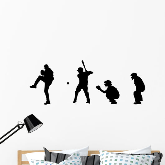 Baseball Silhouettes Wall Decal Sticker Set Wall Decal