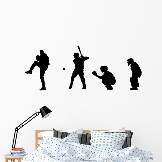 Baseball Silhouettes Wall Decal Sticker Set Wall Decal