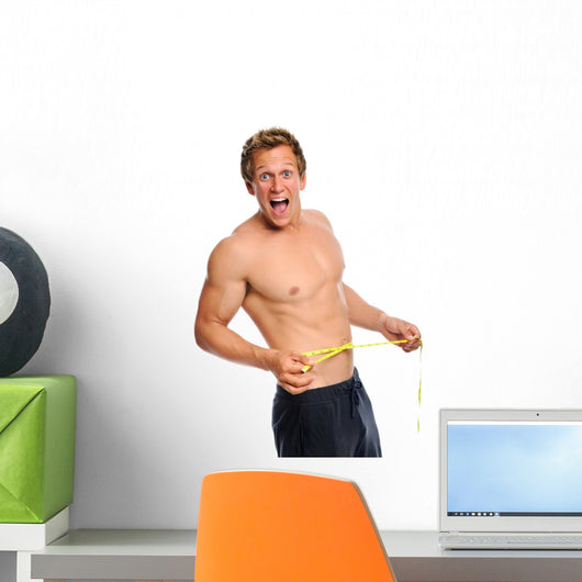 Excited Man with Measuring Wall Decal
