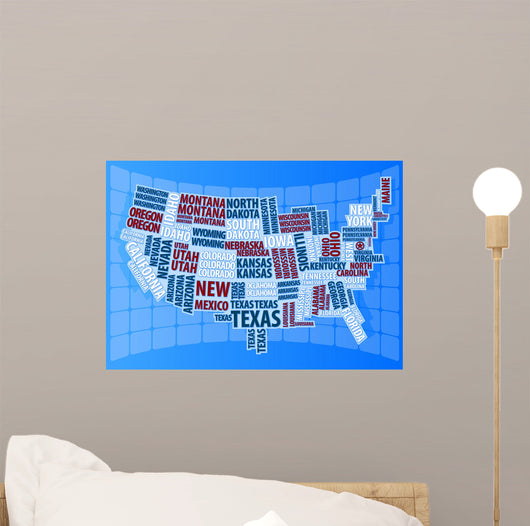 Text USA Map Wall Decal