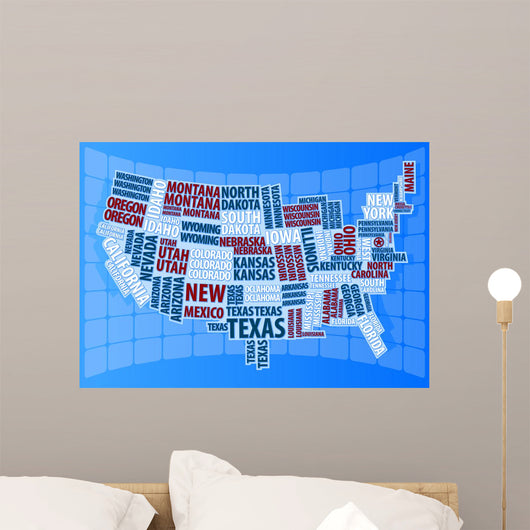 Text USA Map Wall Decal