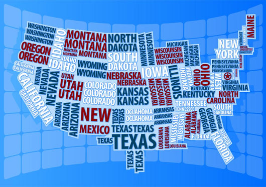 Text USA Map Wall Decal