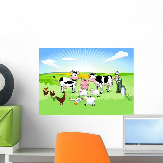 Farmer with His Animals