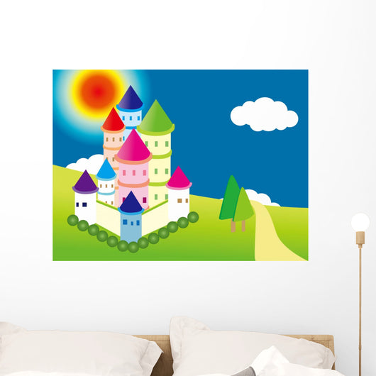 Castle on the prairie under the sun.. Wall Mural