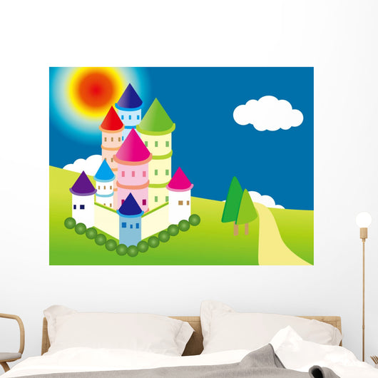 Castle on the prairie under the sun.. Wall Mural