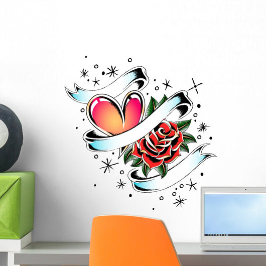 Fancy Heart and Rose Wall Mural