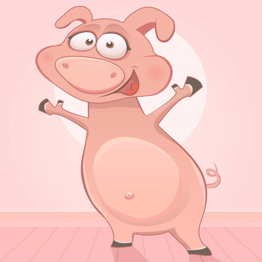 Vector Happy Dancing Pig Wall Mural
