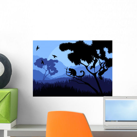 Monkey family in wild nature Wall Mural