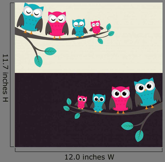 Family of Owls Sitting on a Branch Wall Mural