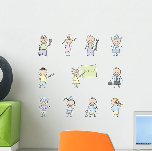 children and the profession in color Wall Decal