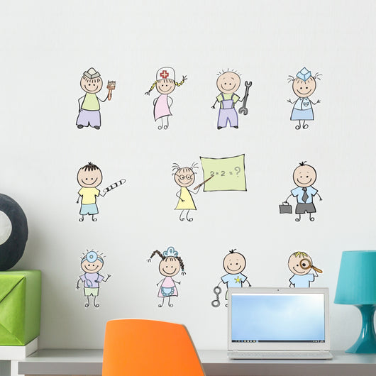 children and the profession in color Wall Decal