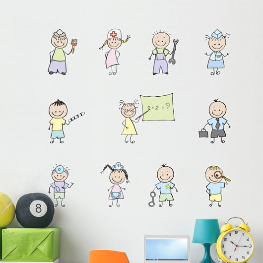 children and the profession in color Wall Decal