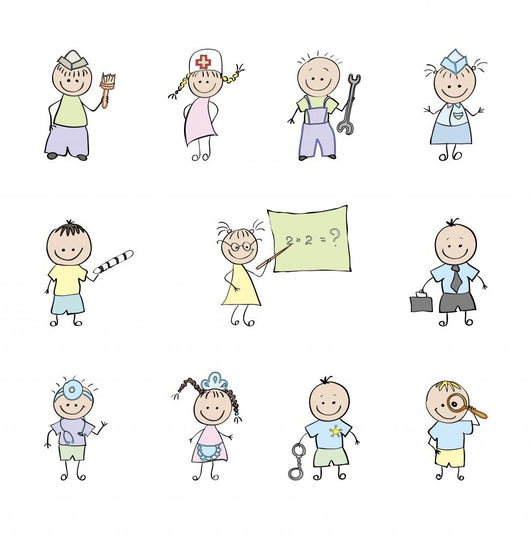 children and the profession in color Wall Decal