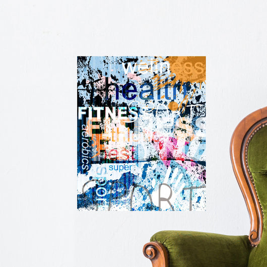 FITNESS Word Grunge Collage Wall Mural