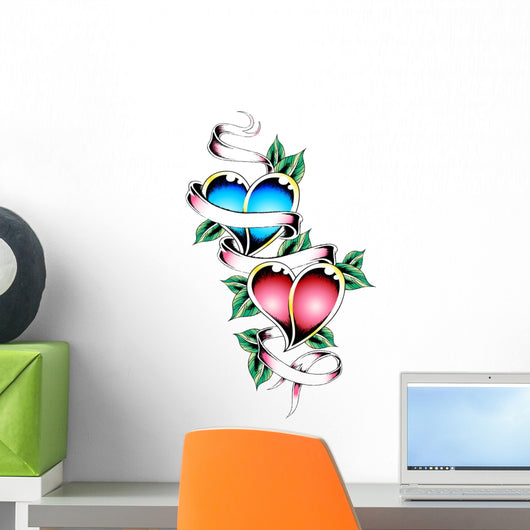 double heart tattoo Wall Decal
