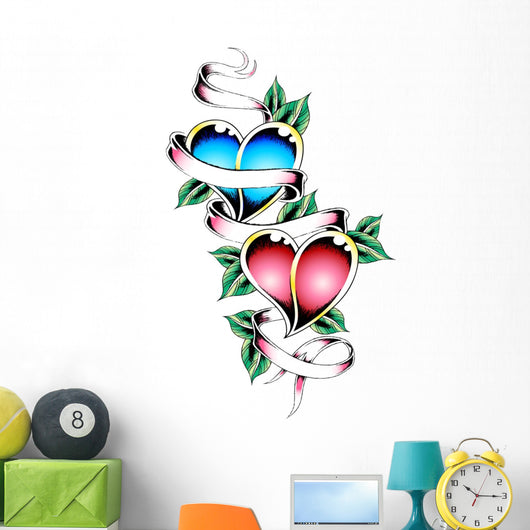 double heart tattoo Wall Decal
