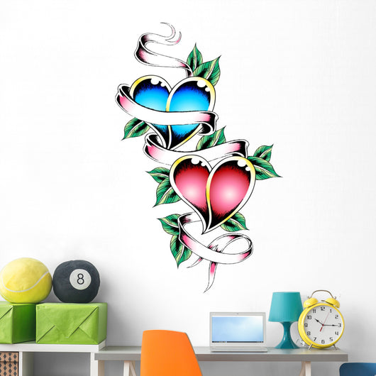 double heart tattoo Wall Decal