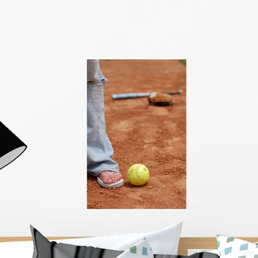 Flip Flops and Softball (close Up) Wall Mural