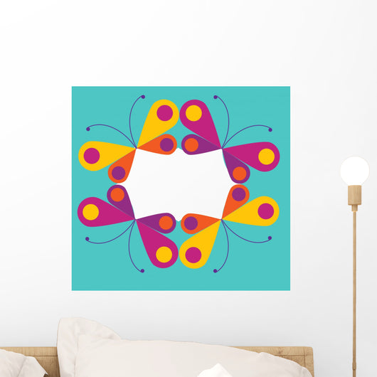 abstract frame of colorful buterflies Wall Mural