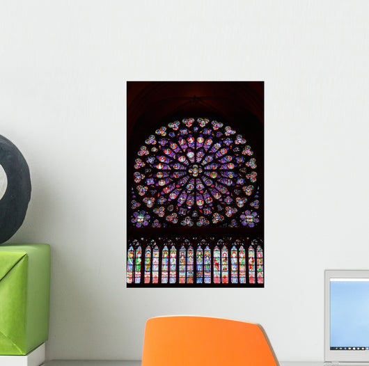 Stained Glass Window in Notre Dame Wall Mural