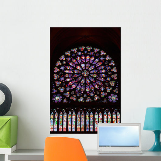Stained Glass Window in Notre Dame Wall Mural