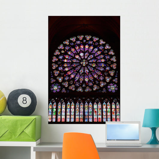 Stained Glass Window in Notre Dame Wall Mural