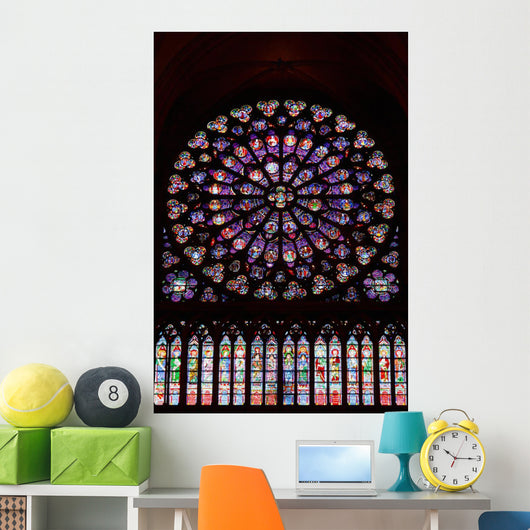 Stained Glass Window in Notre Dame Wall Mural