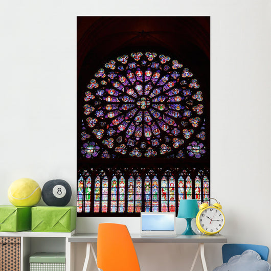 Stained Glass Window in Notre Dame Wall Mural