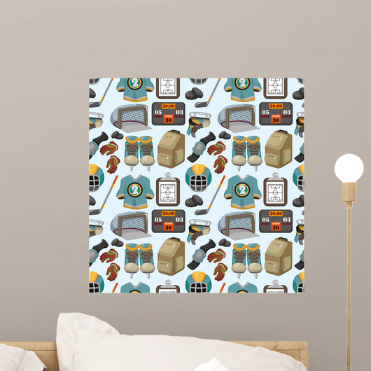 Cartoon Hockey Sport Seamless Wall Decal