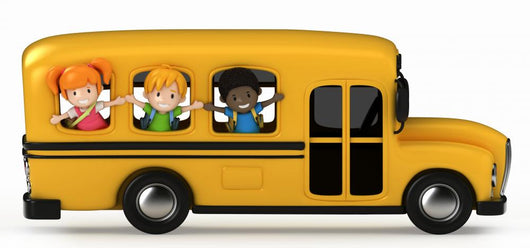 3D Render of Kids Riding School Bus Wall Decal