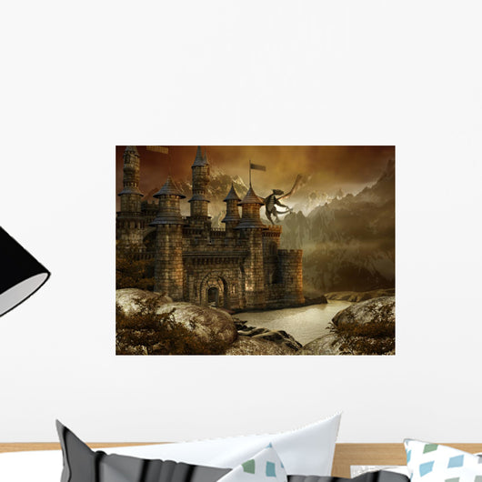 Fantasy Castle Mountains Lake