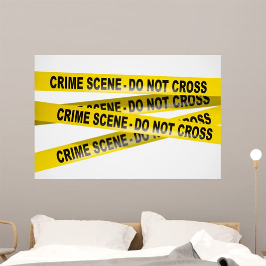 Yellow Crime Scene Tape on White Background Wall Decal