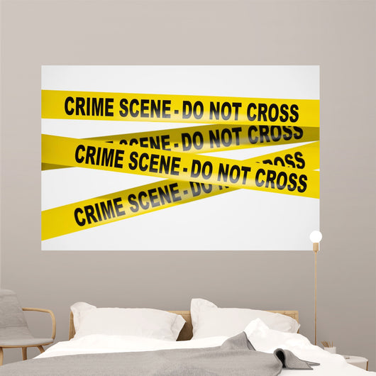Yellow Crime Scene Tape on White Background Wall Decal