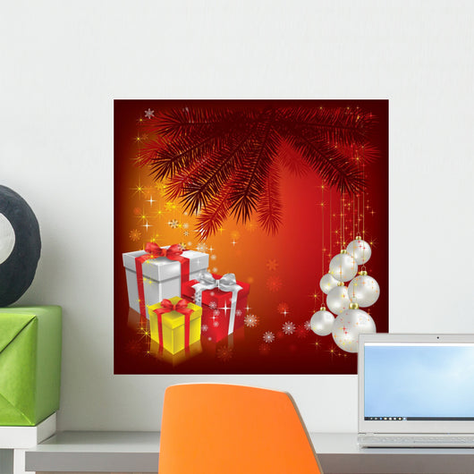 Christmas Tree with Gifts Wall Mural