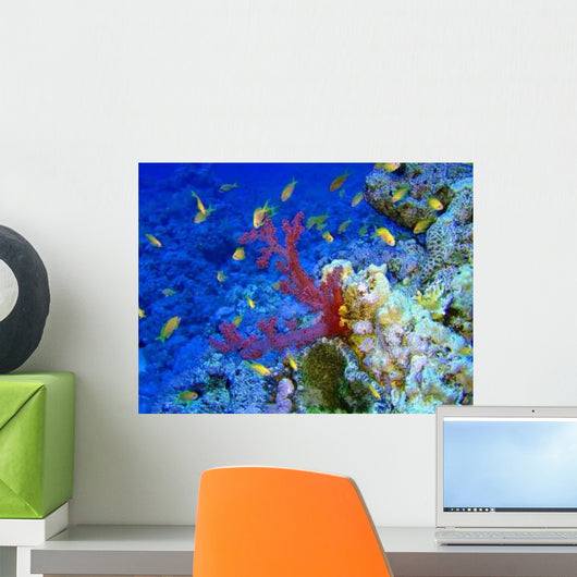 Underwater Landscape with Yellow Fish Wall Decal